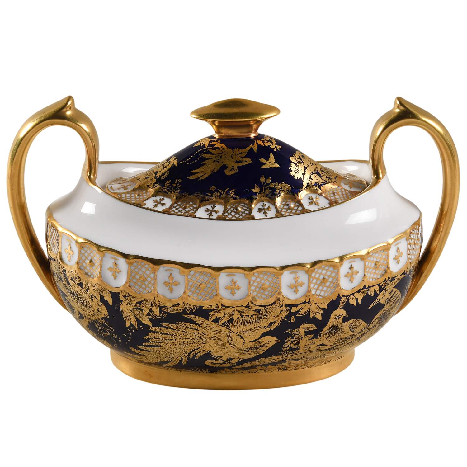 Paradise Cobalt Blue Sugar Bowl & Lid by Royal Crown Derby-1