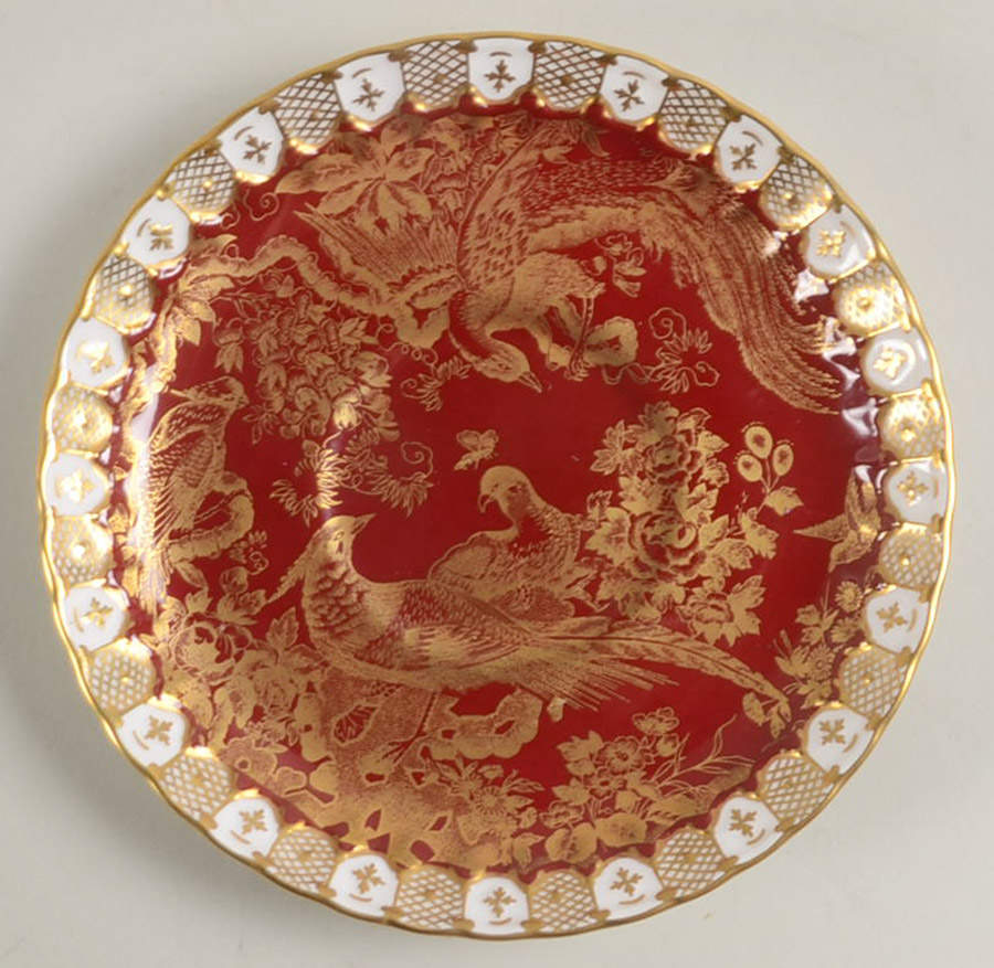 Paradise Maroon Saucer for Cream Soup Bowl by Royal Crown Derby-1
