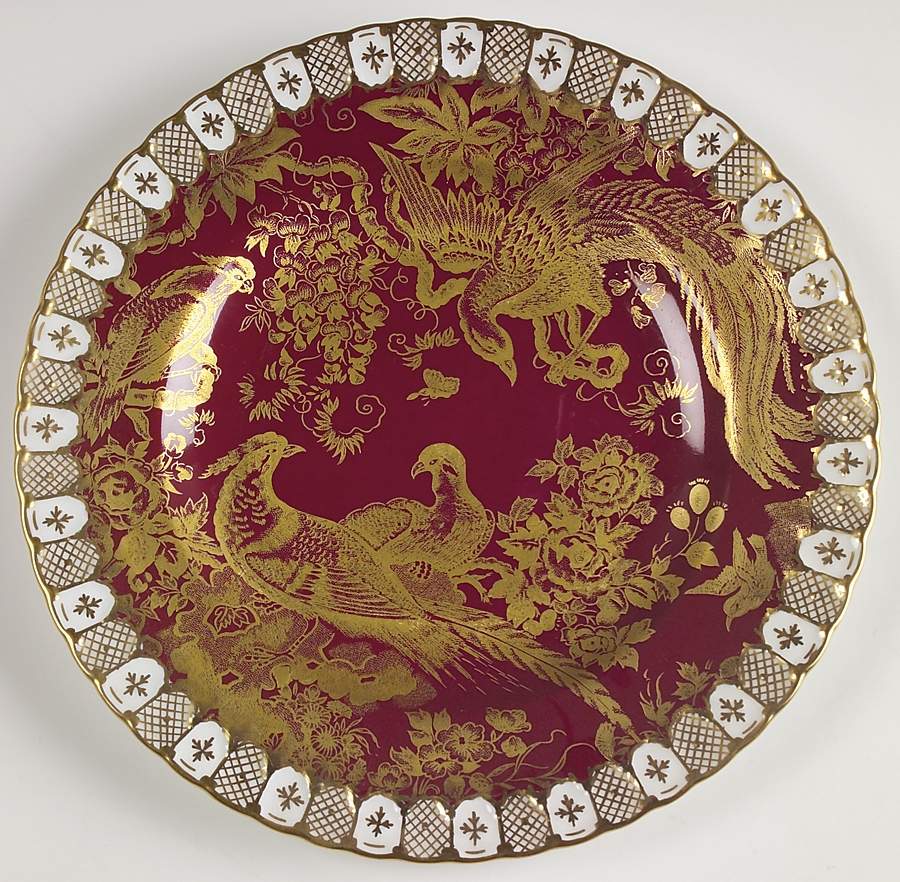 Paradise Maroon Salad Plate by Royal Crown Derby-1