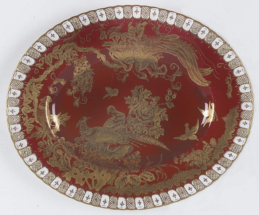 Paradise Maroon 15" Oval Serving Platter by Royal Crown Derby-1