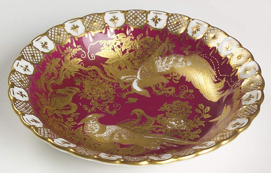 Paradise Maroon Fruit/Dessert (Sauce) Bowl by Royal Crown Derby-1