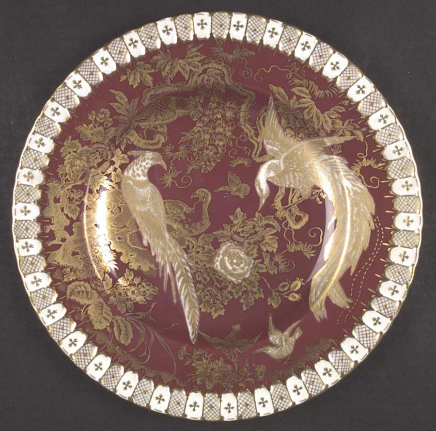 Paradise Maroon Dinner Plate by Royal Crown Derby-1