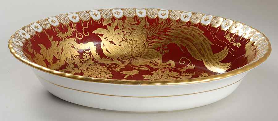 Paradise Maroon 10" Oval Vegetable Bowl by Royal Crown Derby-1
