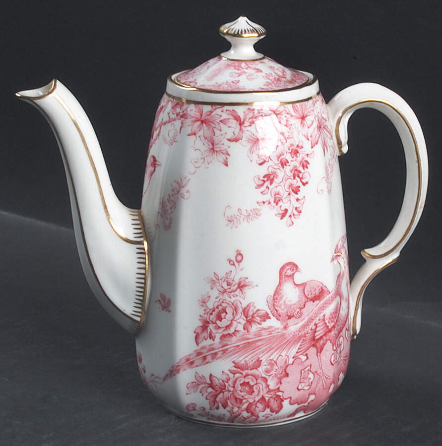 Pink Aves Individual Coffee Pot & Lid by Royal Crown Derby-1