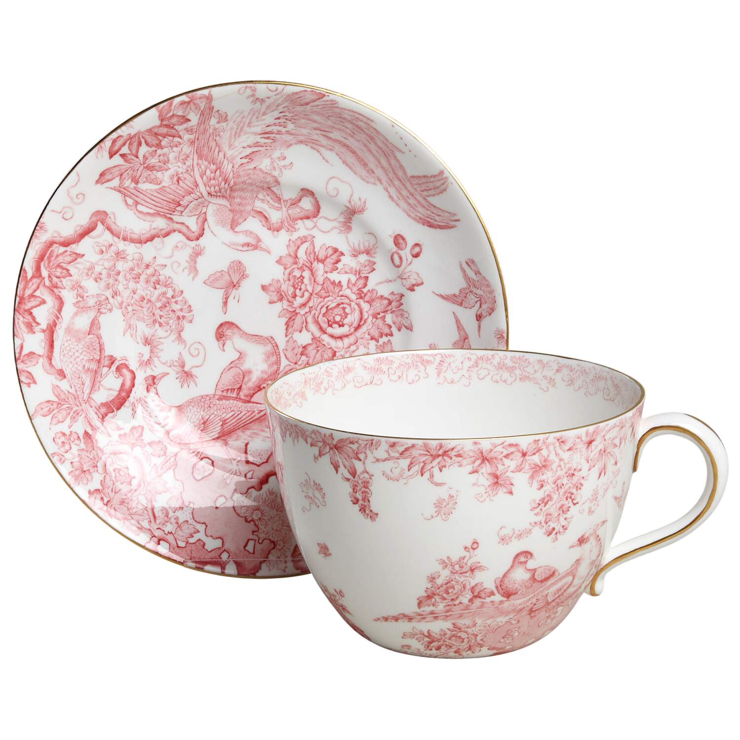 Pink Aves Breakfast Cup & Saucer Set by Royal Crown Derby-1