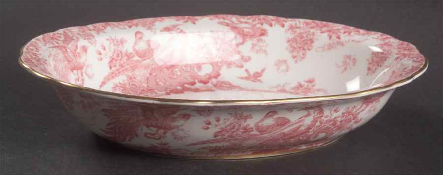Pink Aves 9" Oval Vegetable Bowl by Royal Crown Derby-1