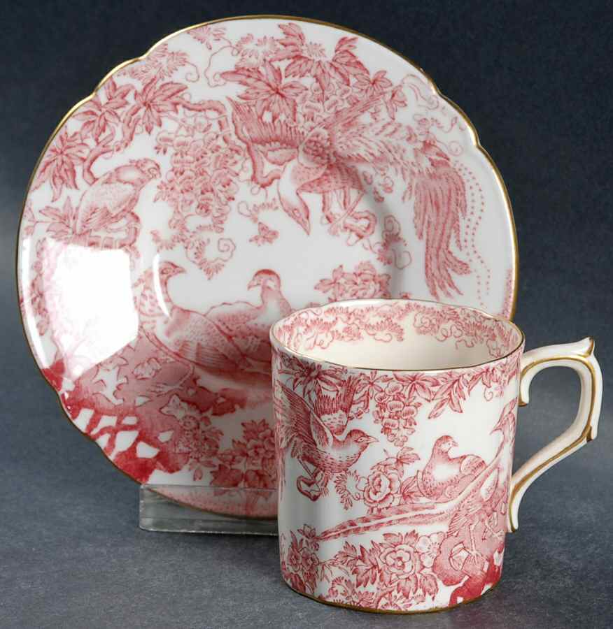 Pink Aves Flat Demitasse Cup & Saucer Set by Royal Crown Derby-1