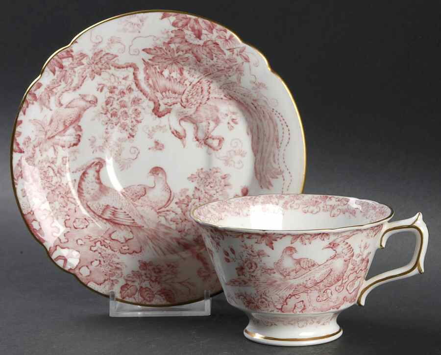 Pink Aves Footed Cup & Saucer Set by Royal Crown Derby-1