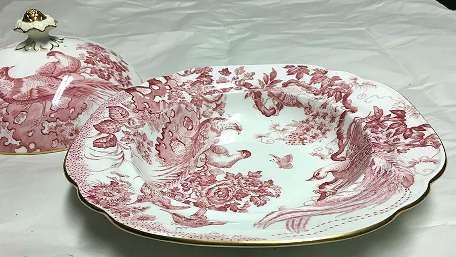Pink Aves Muffin Dish No Lid by Royal Crown Derby-1