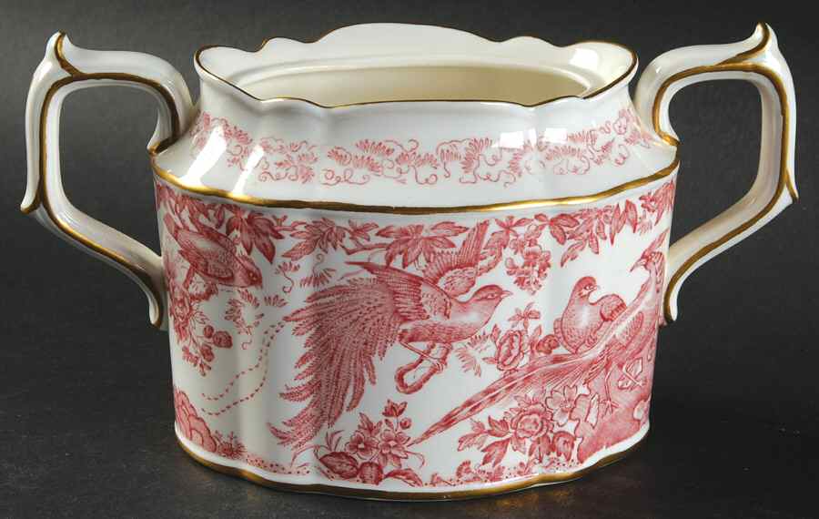 Pink Aves Sugar Bowl No Lid by Royal Crown Derby-1