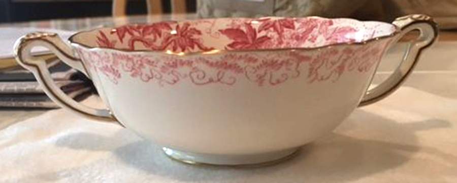 Pink Aves Footed Cream Soup Bowl by Royal Crown Derby-1