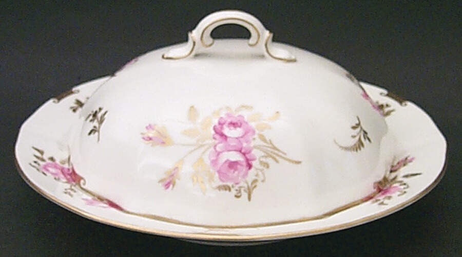 Pinxton Roses Round Covered Butter by Royal Crown Derby-1