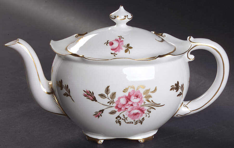 Pinxton Roses Teapot & Lid by Royal Crown Derby-1