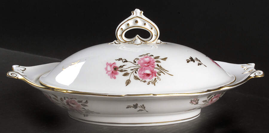 Pinxton Roses Oval Covered Vegetable by Royal Crown Derby-1