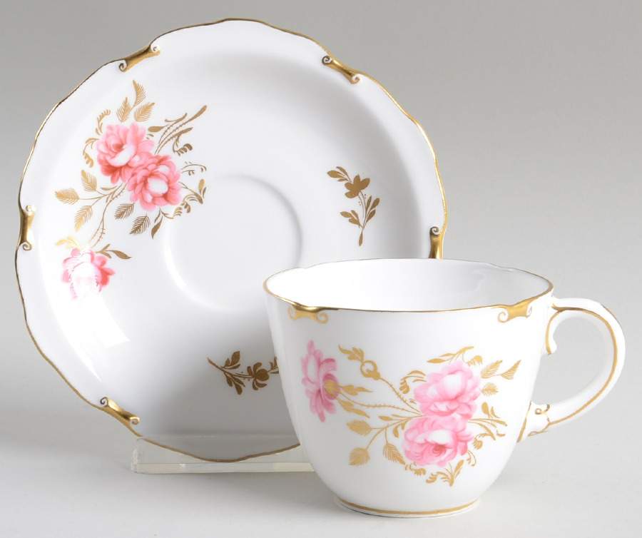 Pinxton Roses Flat Cup & Saucer Set by Royal Crown Derby-1