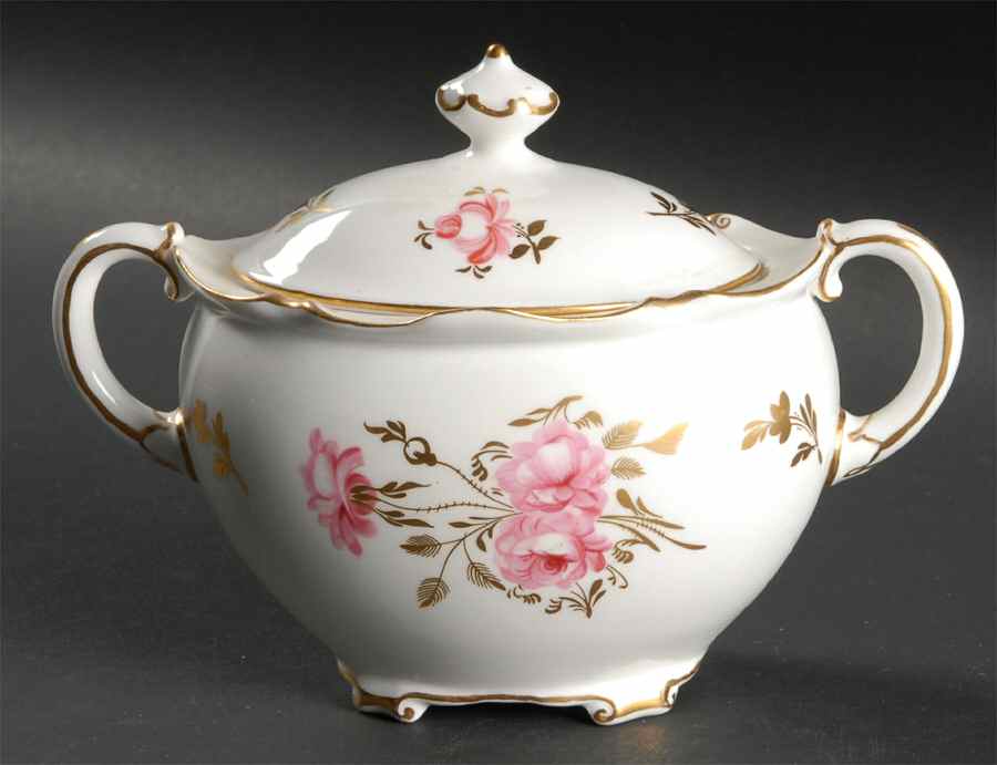 Pinxton Roses Sugar Bowl & Lid by Royal Crown Derby-1