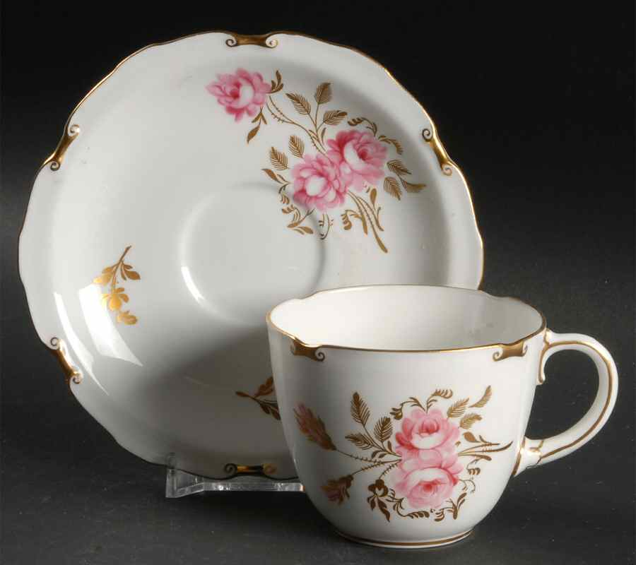 Pinxton Roses Flat Cup & Saucer Set by Royal Crown Derby-1