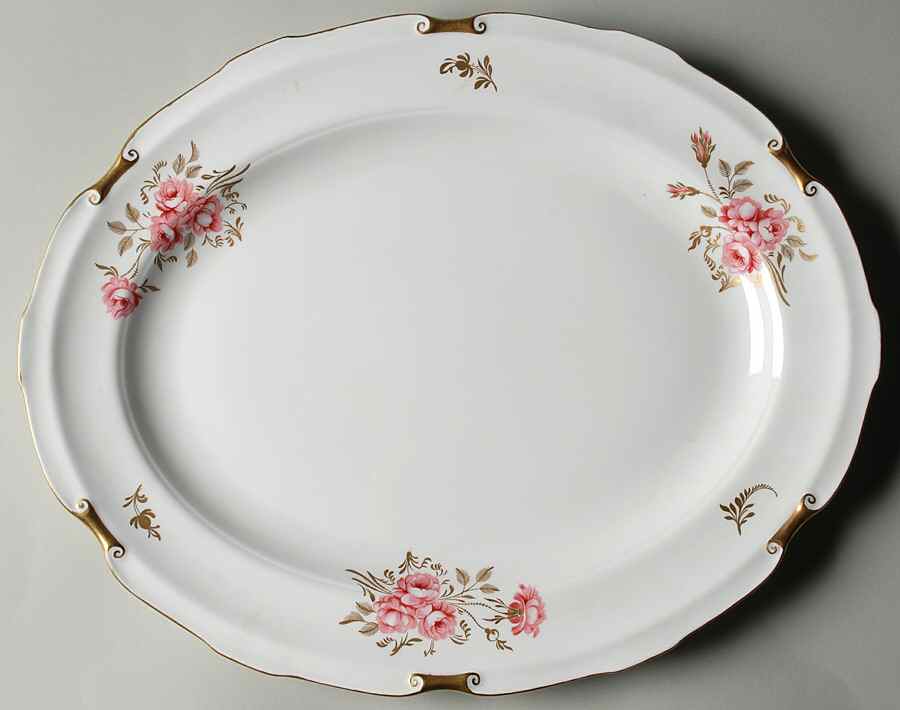 Pinxton Roses 15" Oval Serving Platter by Royal Crown Derby-1