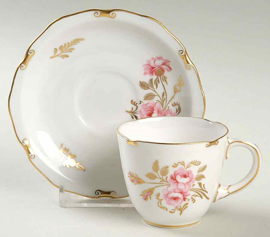 Pinxton Roses Flat Demitasse Cup & Saucer Set by Royal Crown Derby-1