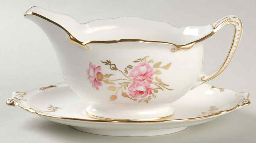 Pinxton Roses Gravy Boat & Underplate by Royal Crown Derby-1