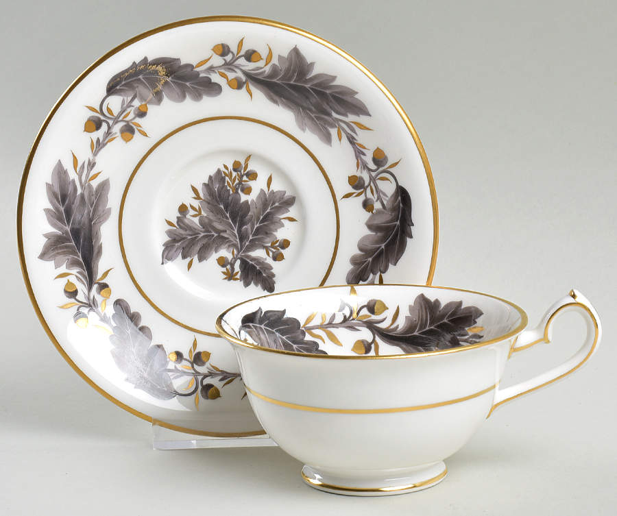 Portman Oak Footed Cup & Saucer Set by Royal Crown Derby-1