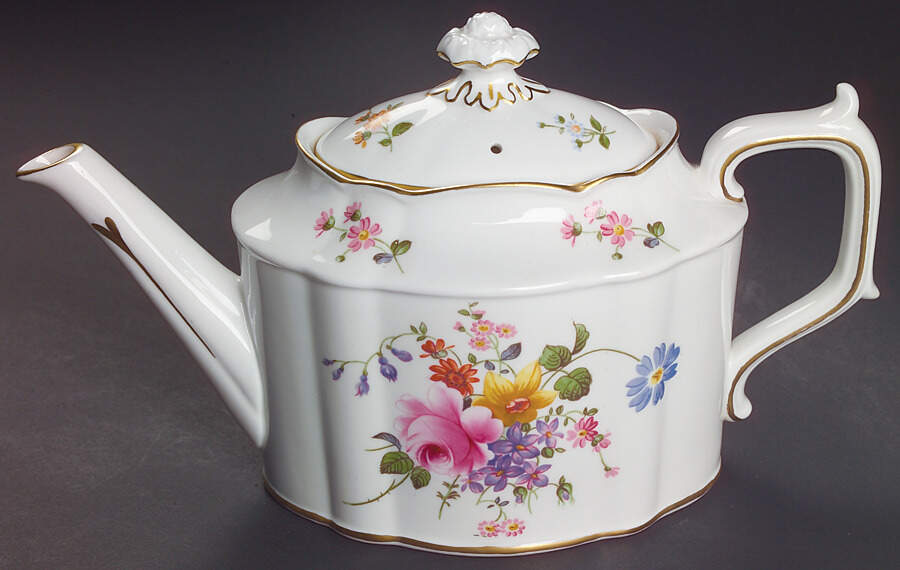 Posie Ely Chelsea (White Background) Small Teapot & Lid by Royal Crown Derby-1
