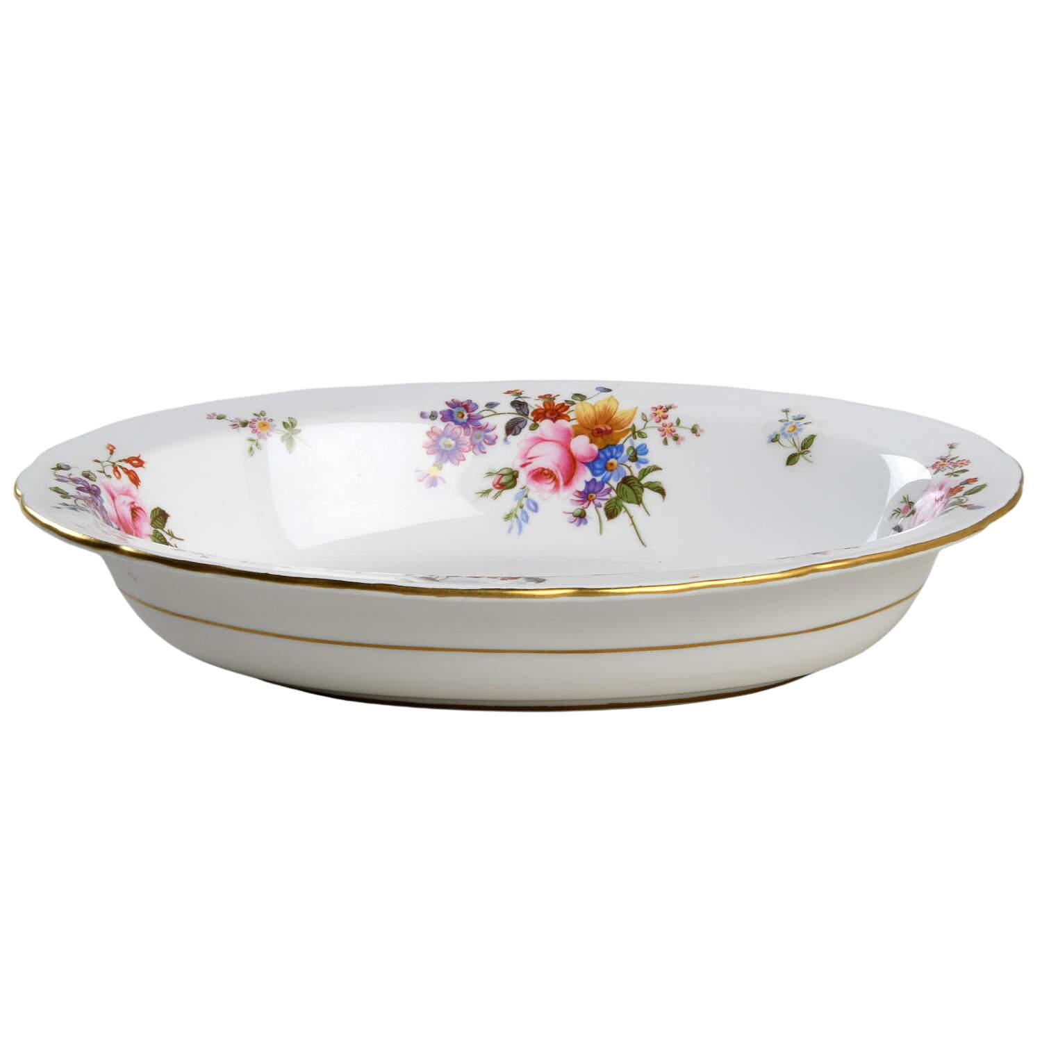 Posie Ely Chelsea (White Background) 9" Oval Vegetable Bowl by Royal Crown Derby-1