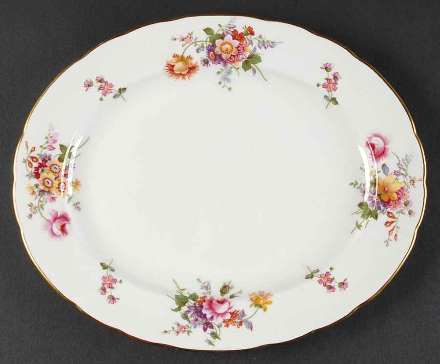 Posie Ely Chelsea (White Background) 11" Oval Serving Platter by Royal Crown Derby-1