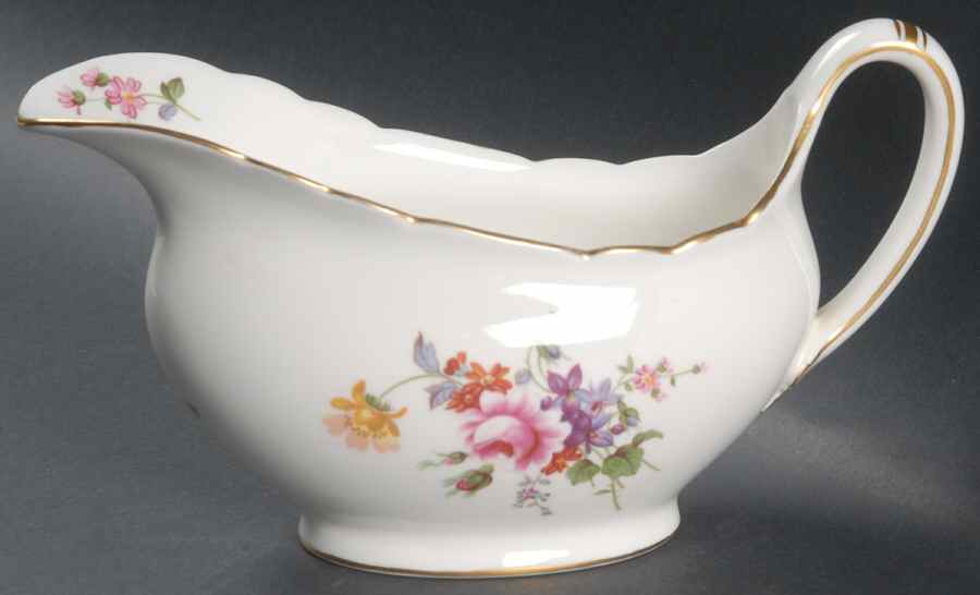 Posie Ely Chelsea (White Background) Gravy Boat by Royal Crown Derby-1