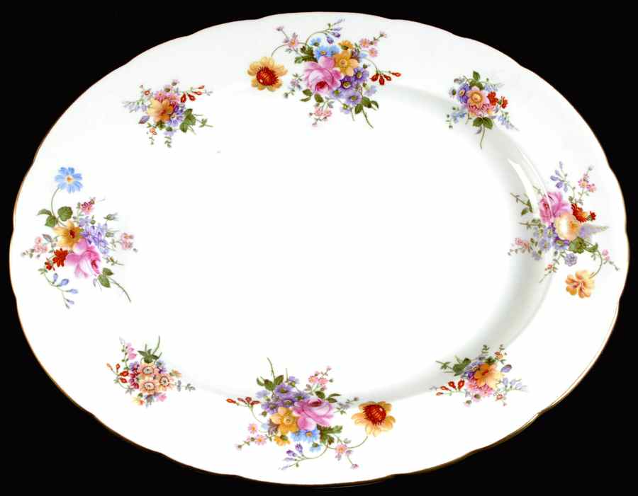 Posie Ely Chelsea (White Background) 17" Oval Serving Platter by Royal Crown Derby-1