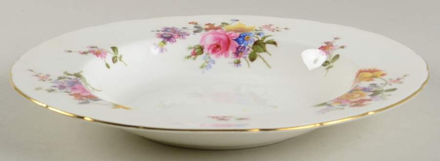 Posie Ely Chelsea (White Background) Rim Soup Bowl by Royal Crown Derby-1