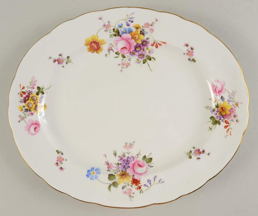 Posie Ely Chelsea (White Background) 13" Oval Serving Platter by Royal Crown Derby-1