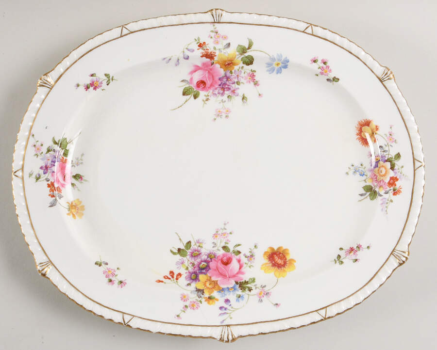 Posie Sprays 13" Oval Serving Platter by Royal Crown Derby-1