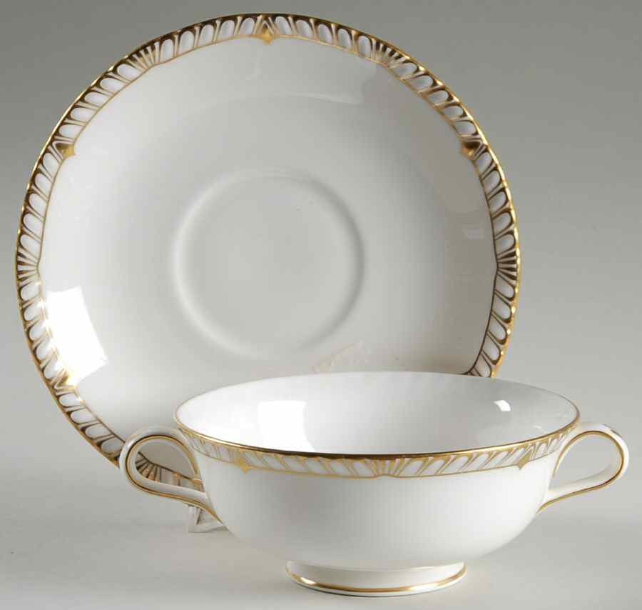 Prince Consort Footed Cream Soup Bowl & Saucer Set by Royal Crown Derby-1