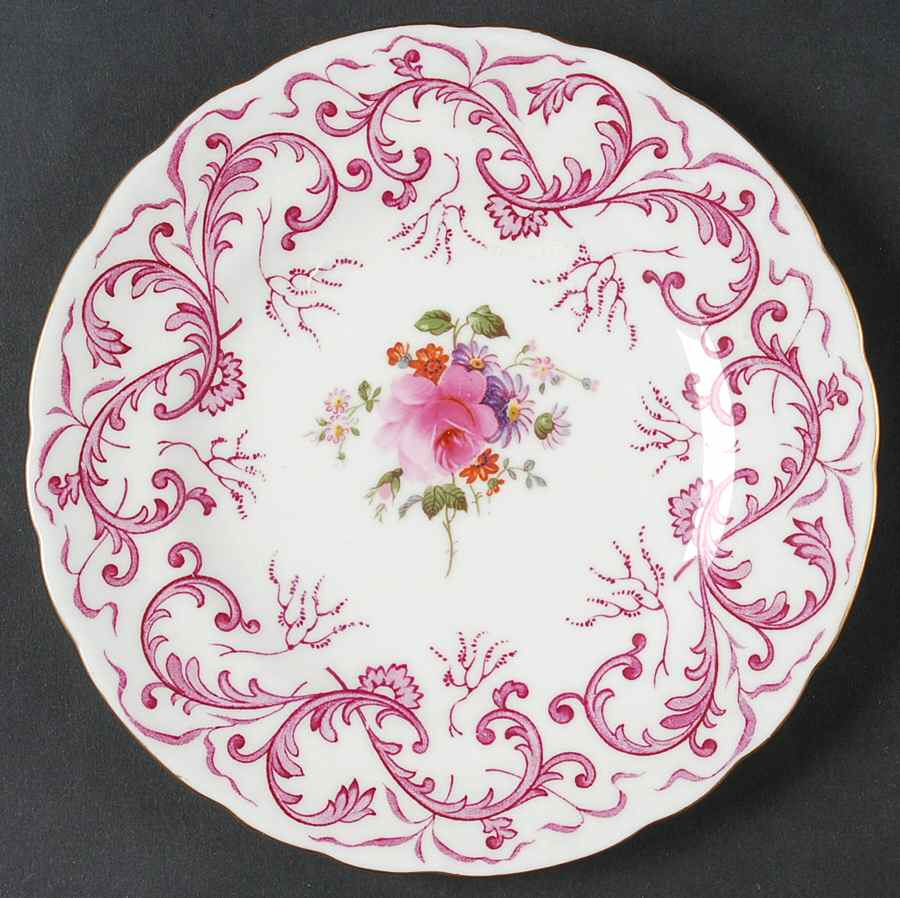 Purple Scroll Bread & Butter Plate by Royal Crown Derby-1