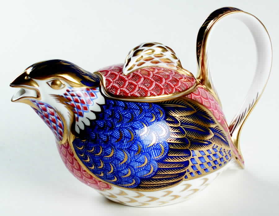 Quail Figural Teapot & Lid by Royal Crown Derby-1