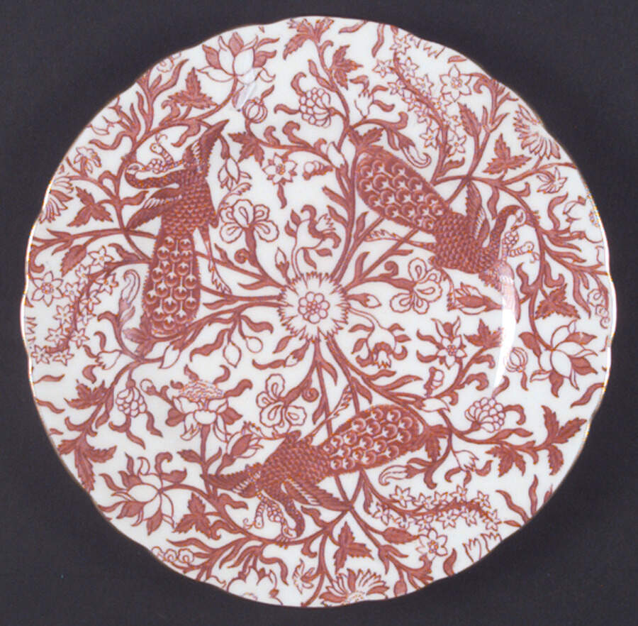 Derby Peacock Red Bread & Butter Plate by Royal Crown Derby-1