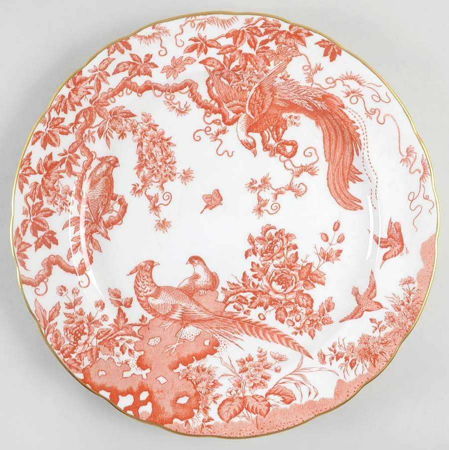 Red Aves (Older, Discontinued 1997) 14" Chop Plate (Round Platter) by Royal Crown Derby-1