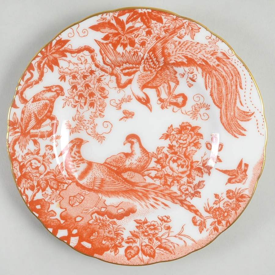 Red Aves (Older, Discontinued 1997) Bread & Butter Plate by Royal Crown Derby-1