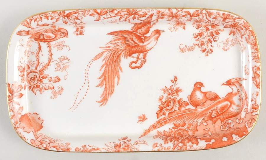 Red Aves (Older, Discontinued 1997) 8" Rectangular Tray by Royal Crown Derby-1