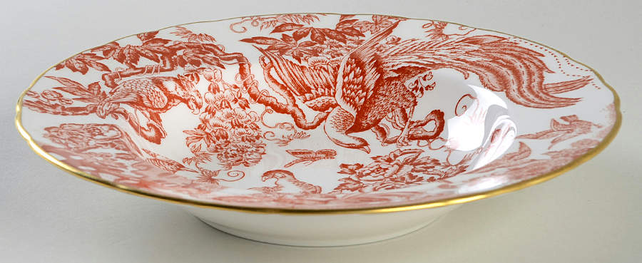 Red Aves (Older, Discontinued 1997) Rim Soup Bowl by Royal Crown Derby-1