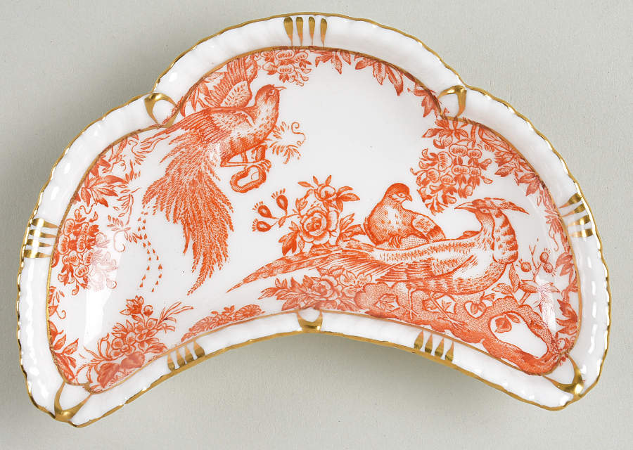 Red Aves (Older, Discontinued 1997) Crescent Tray by Royal Crown Derby-1