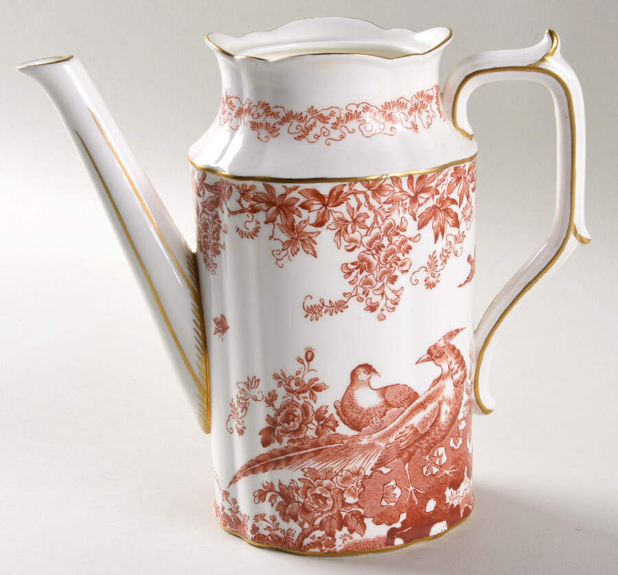 Red Aves (Older, Discontinued 1997) Small Coffee Pot No Lid by Royal Crown Derby-1