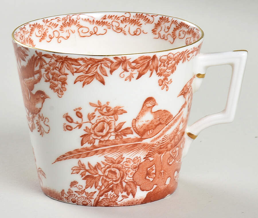 Red Aves (Older, Discontinued 1997) Flat Cup by Royal Crown Derby-1