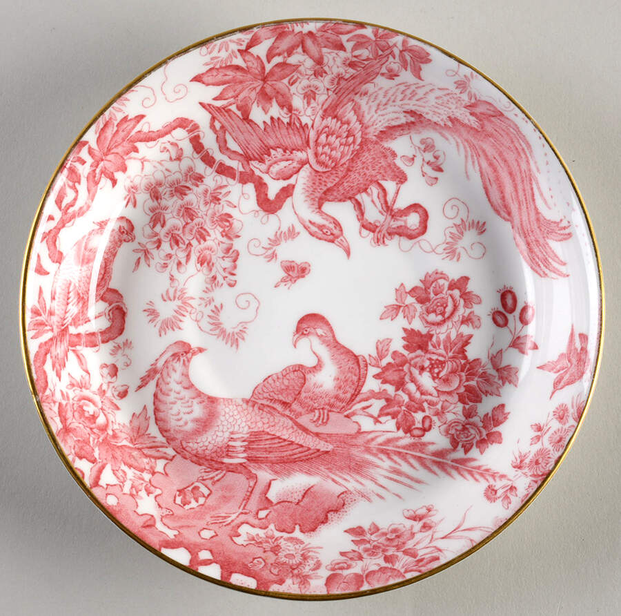 Red Aves (Older, Discontinued 1997) Saucer for Breakfast Cup by Royal Crown Derby-1