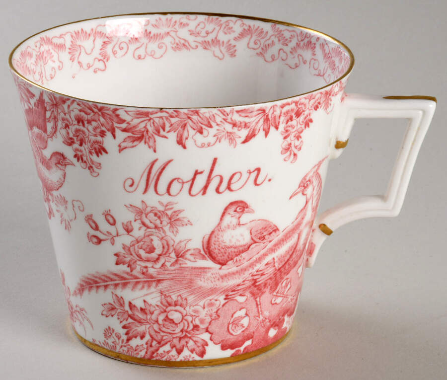 Red Aves (Older, Discontinued 1997) Breakfast Cup by Royal Crown Derby-1