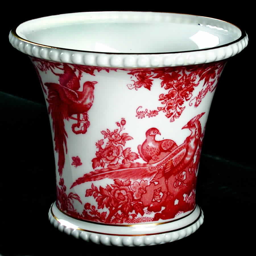 Red Aves (Older, Discontinued 1997) Medium Cachepot by Royal Crown Derby-1