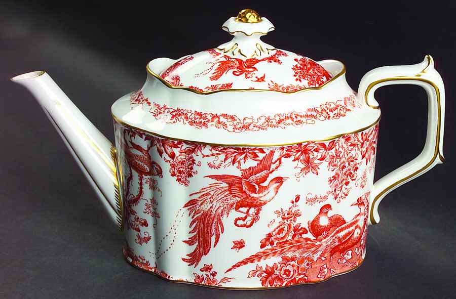 Red Aves (Older, Discontinued 1997) Teapot & Lid by Royal Crown Derby-1