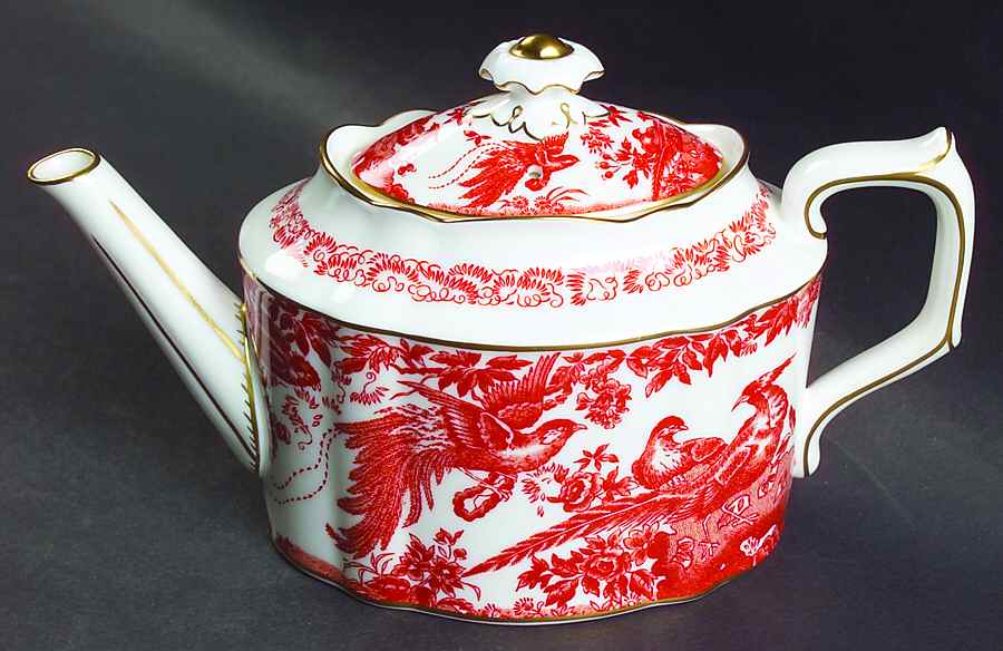 Red Aves (Older, Discontinued 1997) Mini Teapot & Lid by Royal Crown Derby-1