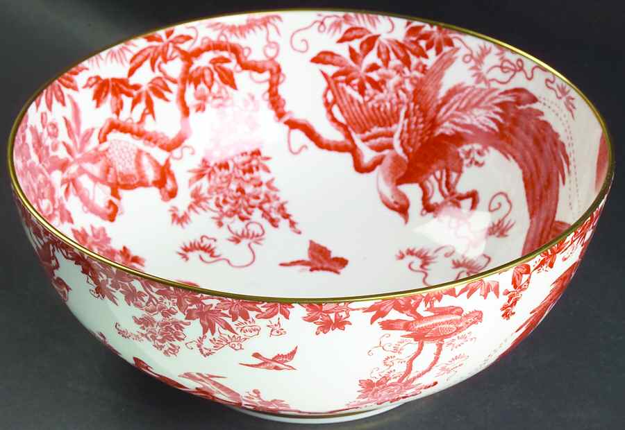 Red Aves (Older, Discontinued 1997) 9" Salad Serving Bowl by Royal Crown Derby-1